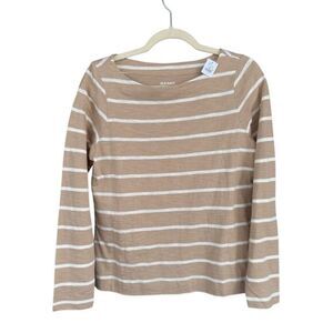 Old Navy Women's Striped Long Sleeve T Shirt Brown White‎ Small